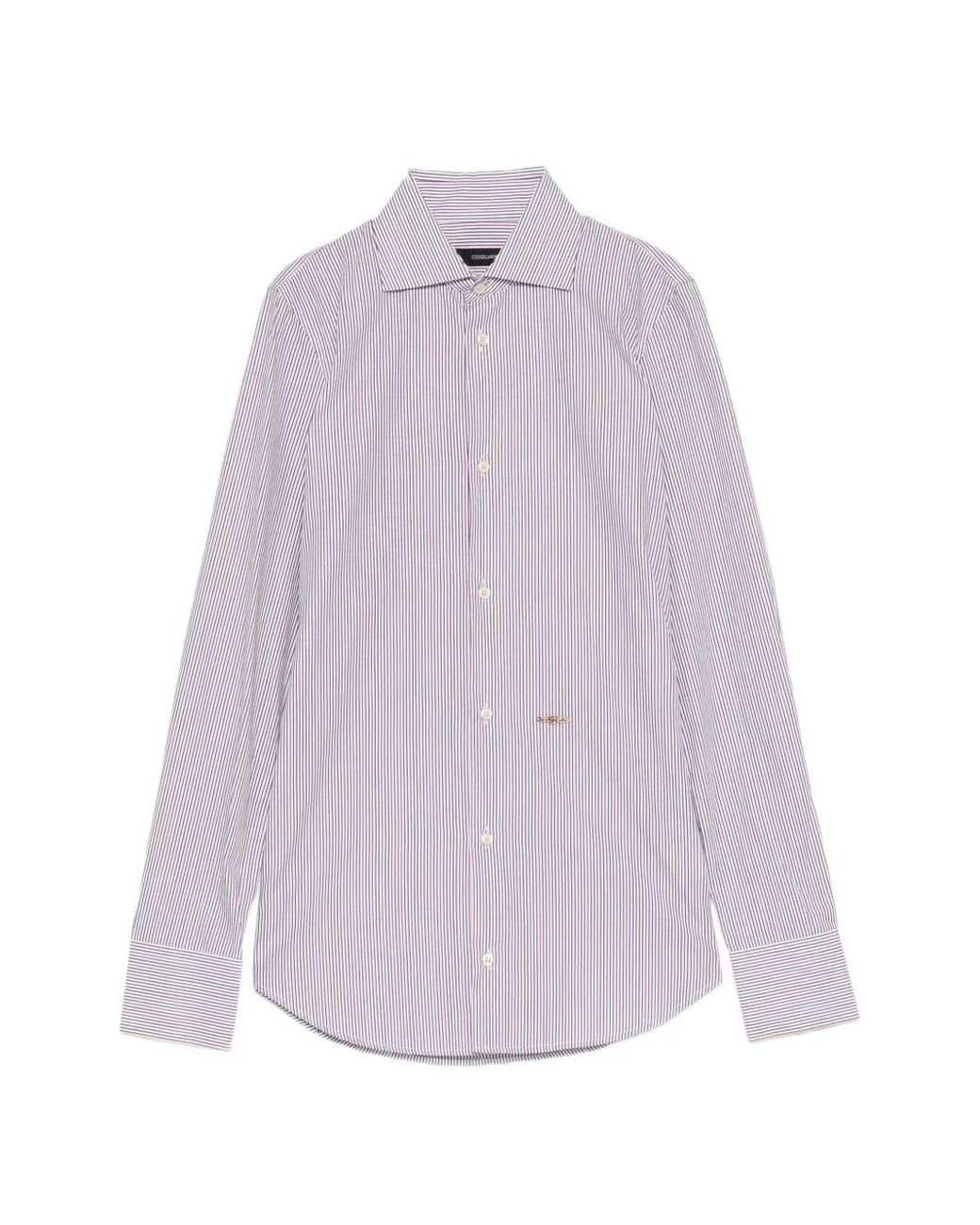 DSquared² Purple Vertical-Stripe Long-Sleeve Shirt