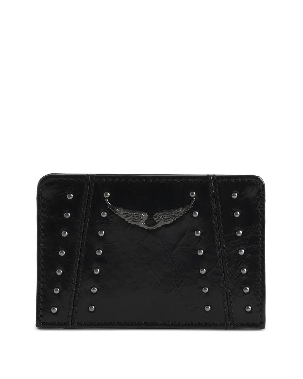 Zadig & Voltaire Black Zv Pass Retro Patent Studs Cardholder