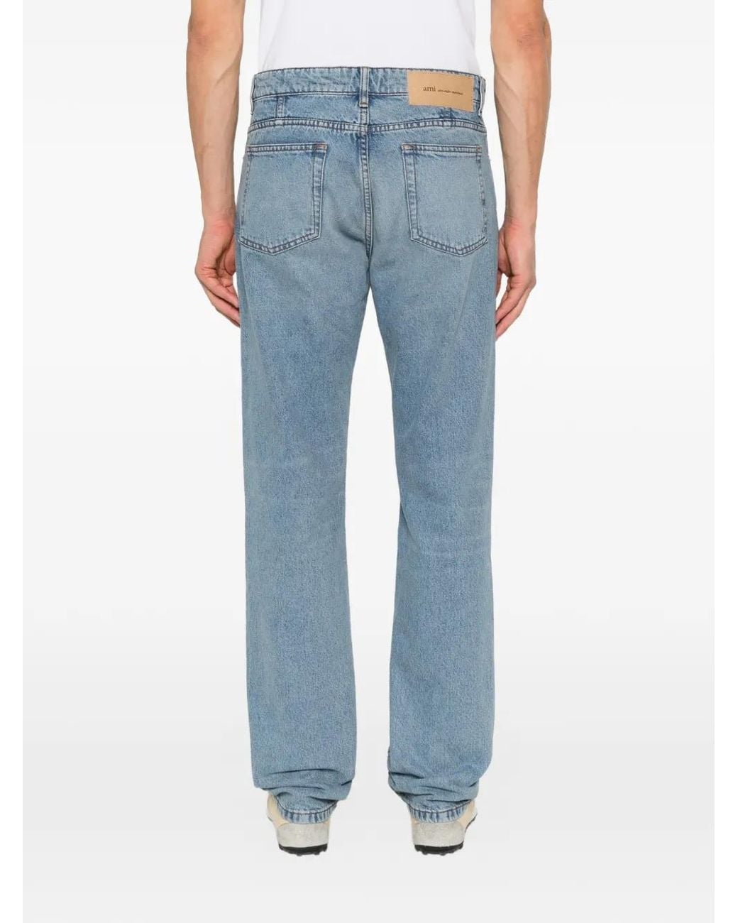AMI Blue Jean Droit À Effet Délavé for men