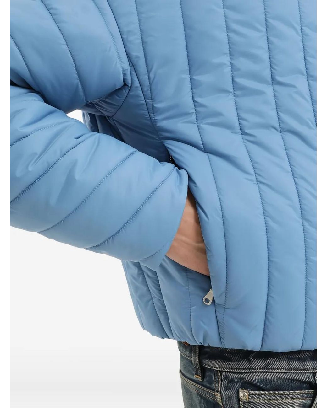 1989 STUDIO Blue Hooded Quilted Jacket for men