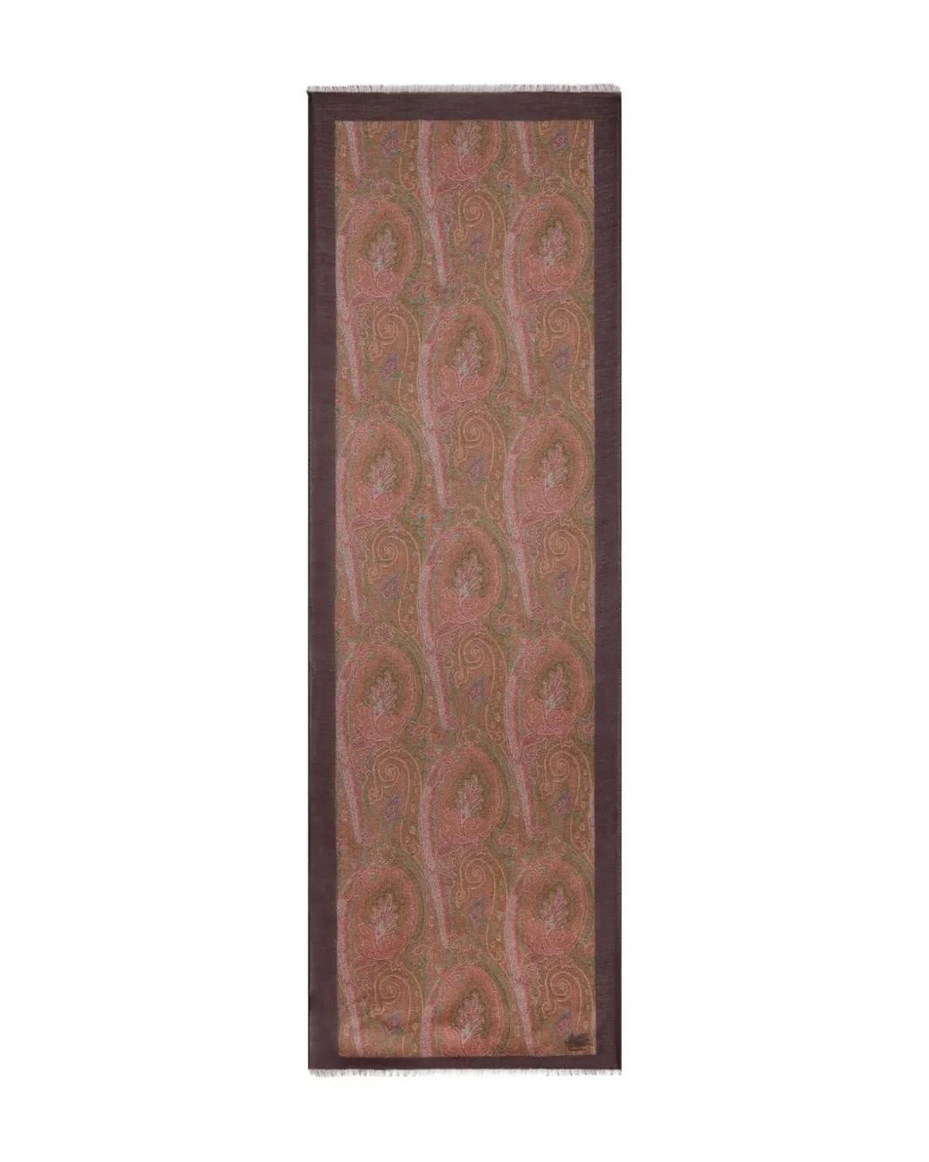 Etro Brown Modal Scarf With Floral Paisley Motif