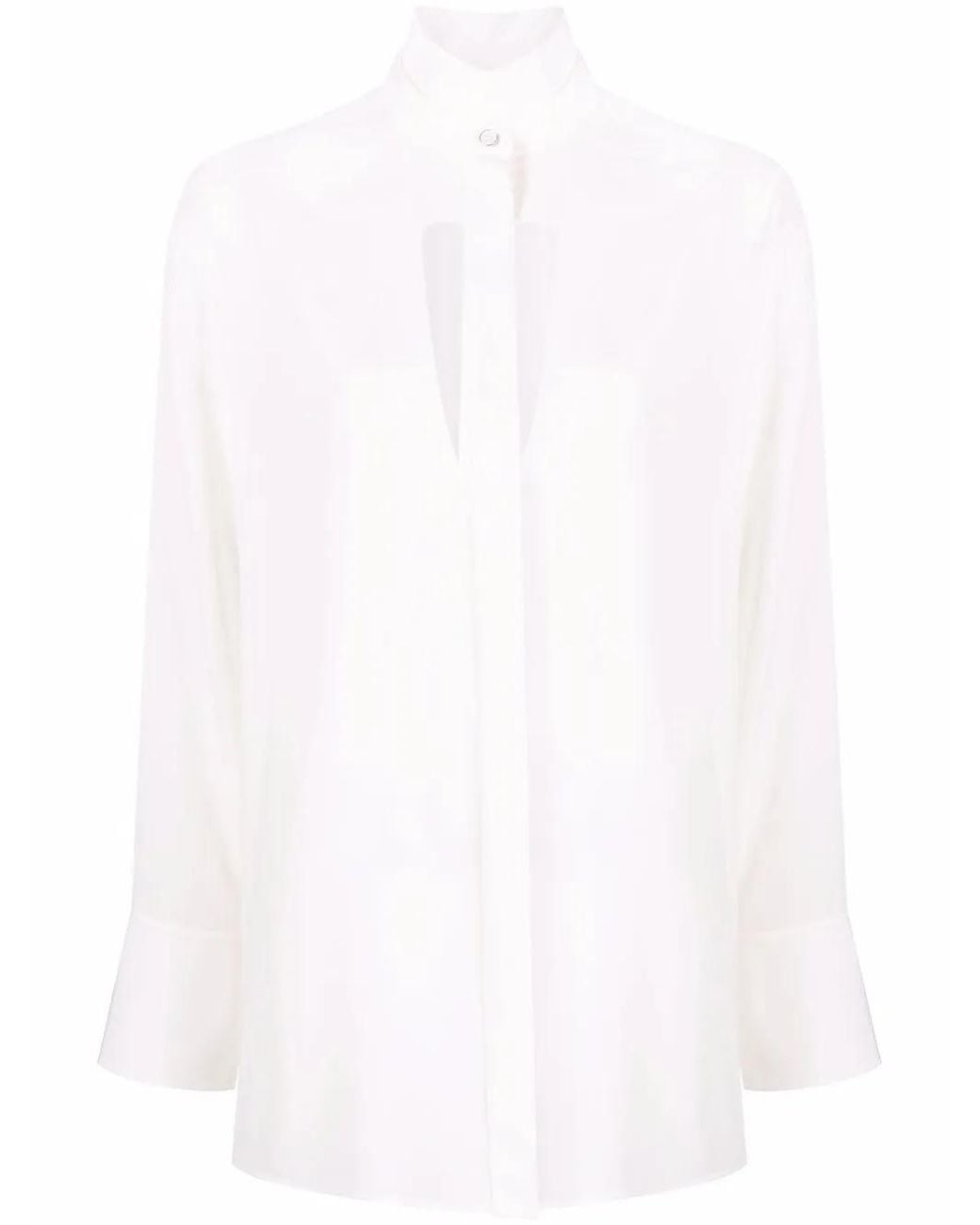 Givenchy White Cut-Out Detail Silk Shirt