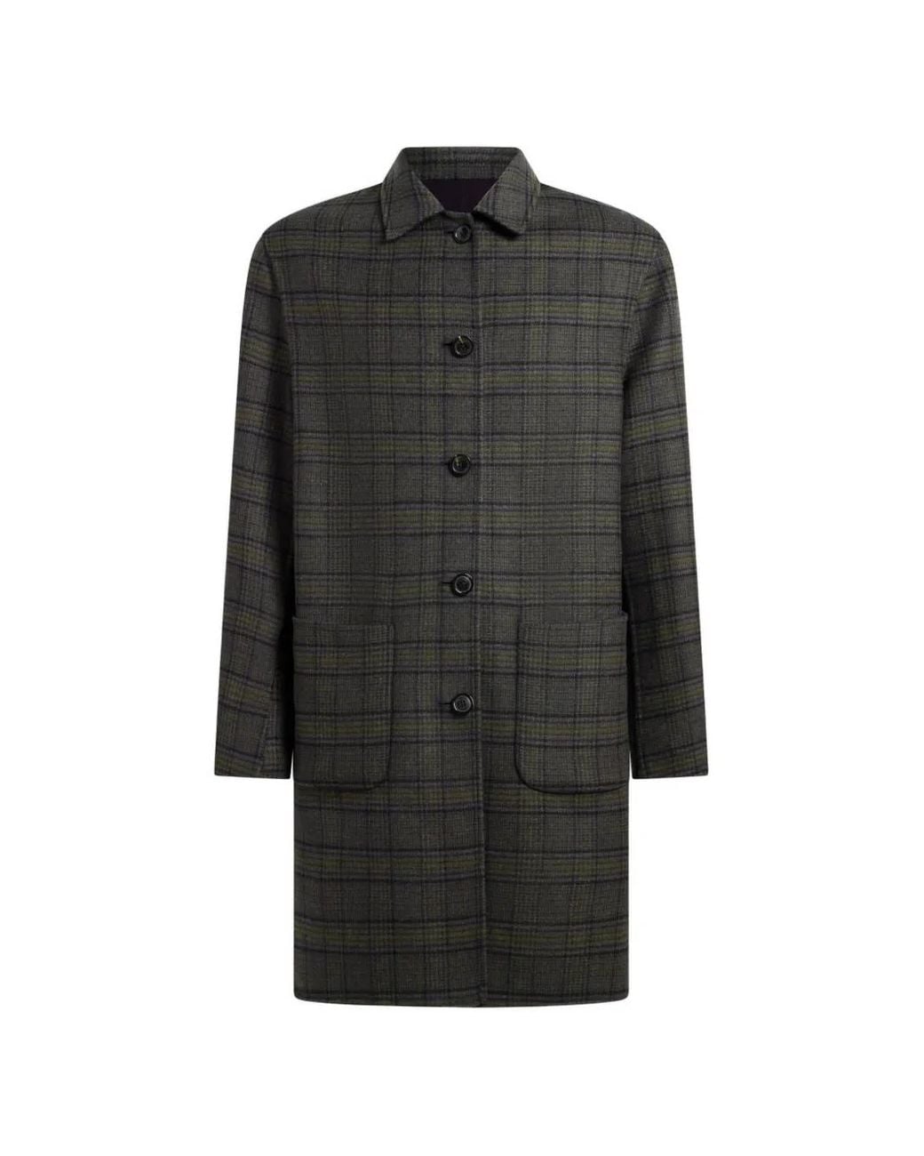 Etro Blue Reversible Wool-Blend Coat for men