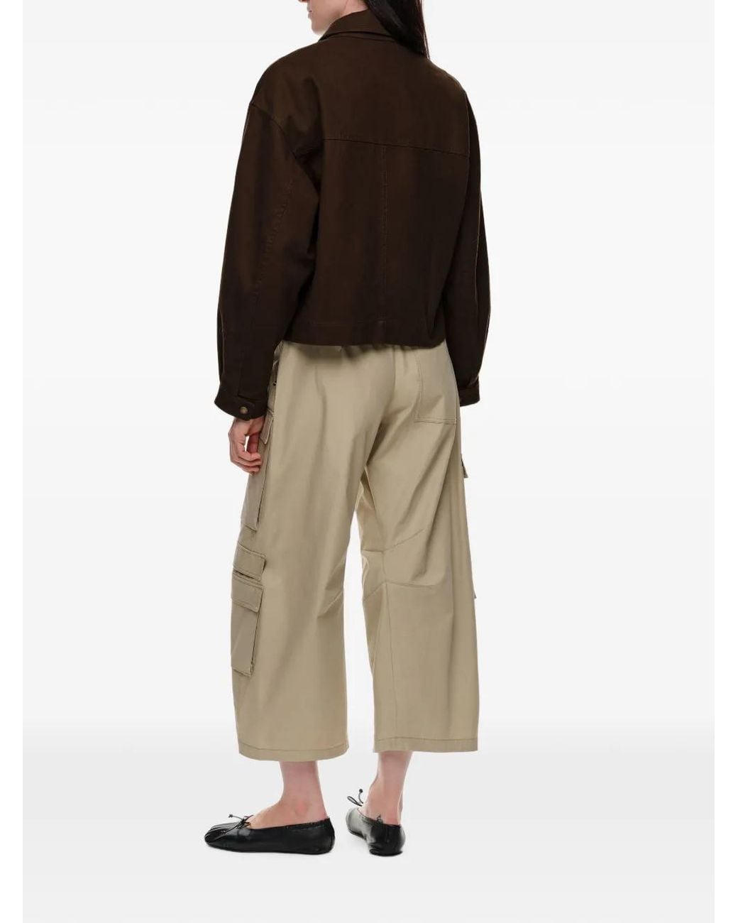 Bimba Y Lola Brown Short Washed Chocolate Cotton Jacket
