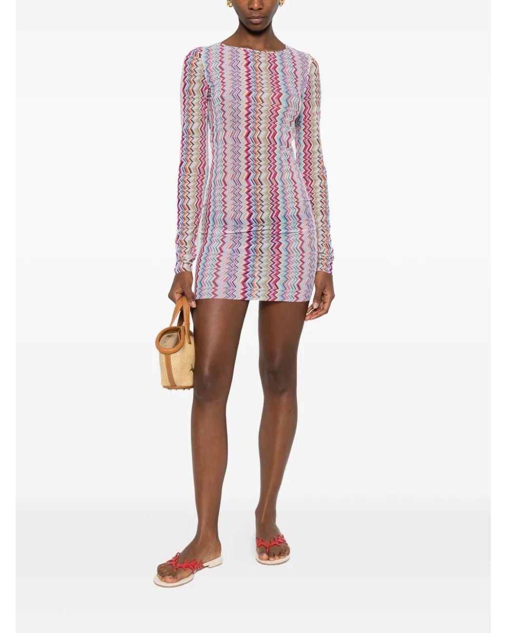 Missoni Pink Chevron-Pattern Mini Dress