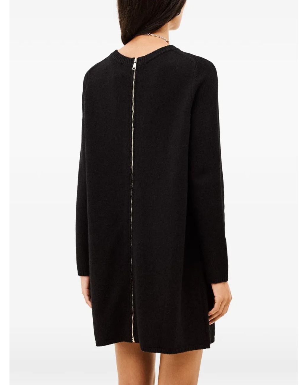 Ba&sh Black Atess Zip-Back Knitted Shift Mini Dress