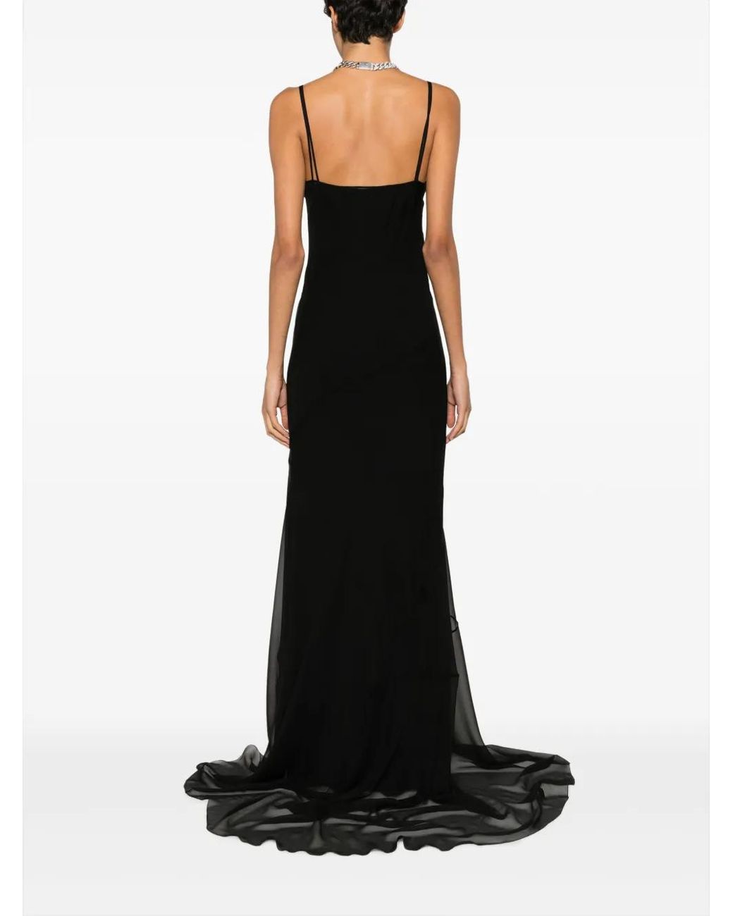 Moschino Black Chiffon Sleeveless Maxi Dress