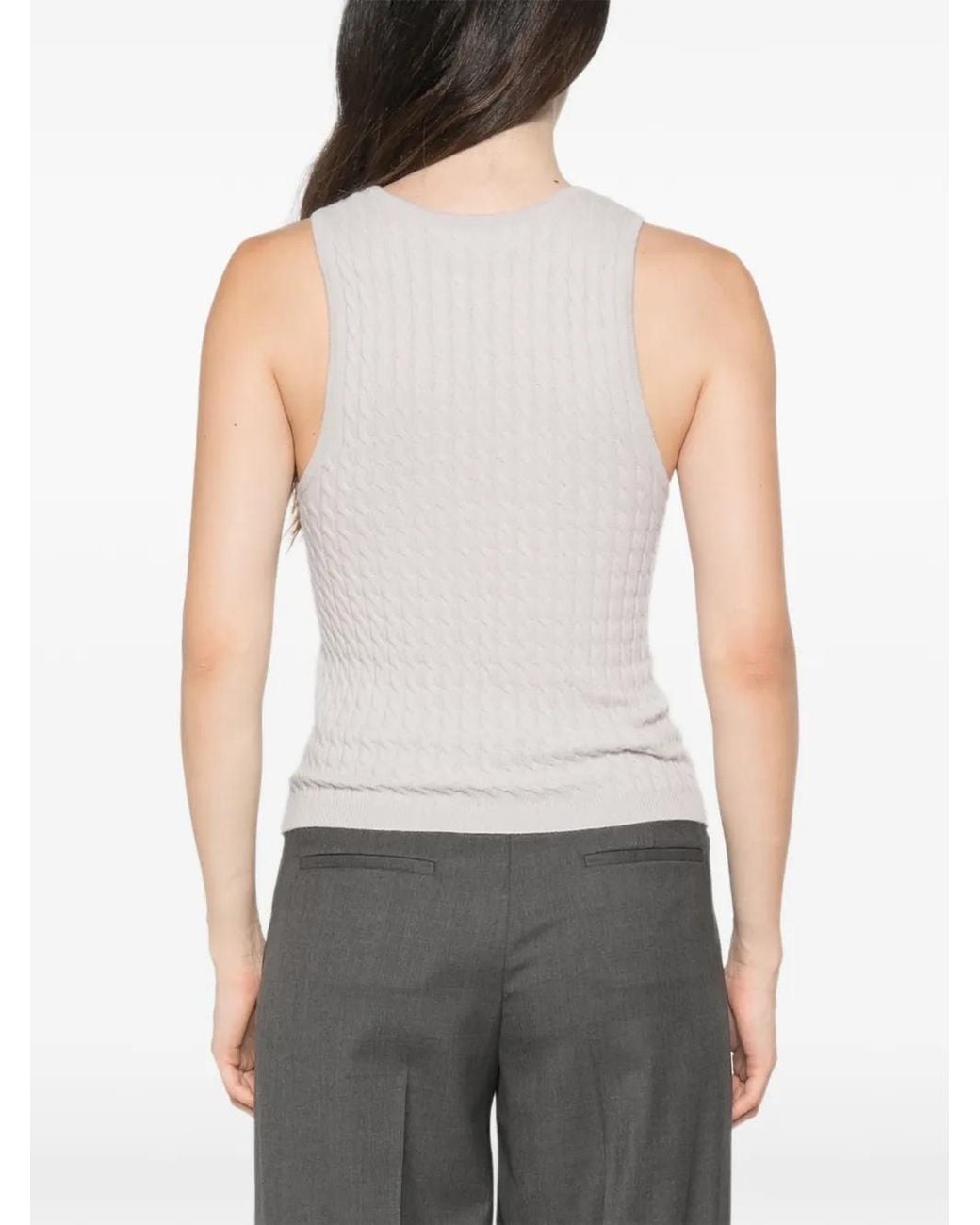 Lisa Yang White Iora Cable-Knit Tank Top