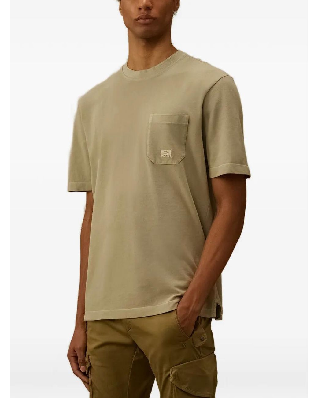 C P Company Green 24/1 Piquet Pigment Dyed Short-Sleeve T-Shirt for men