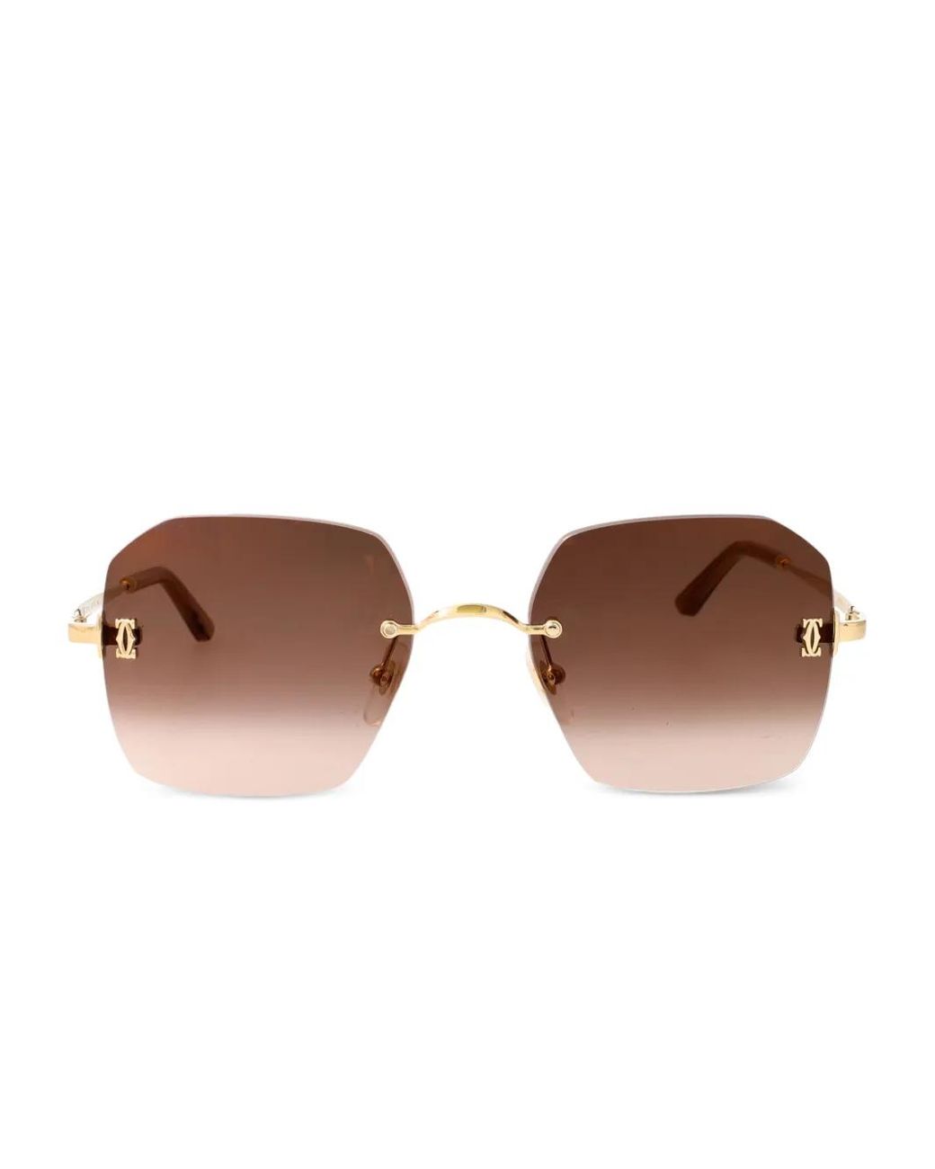 Cartier Geometric Sunglasses in Brown | Lyst