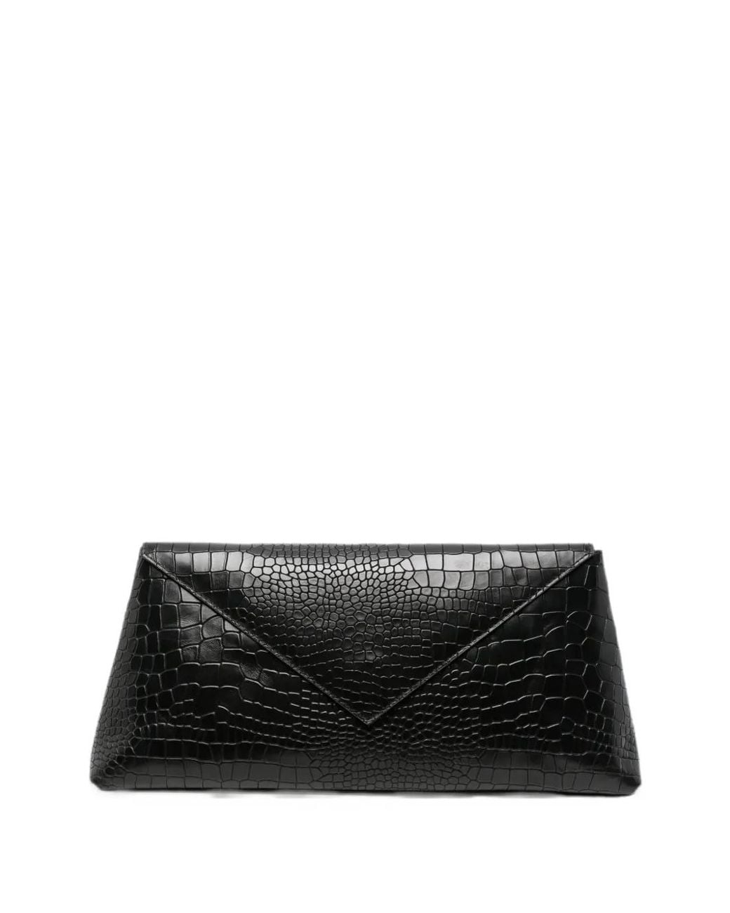 Envelope Black Onyx Croc-Effect Envelope Clutch Bag