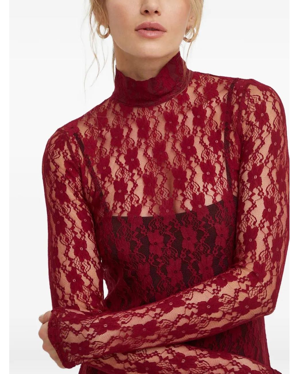 Résumé Red Laced Long-Sleeved Maxi Dress