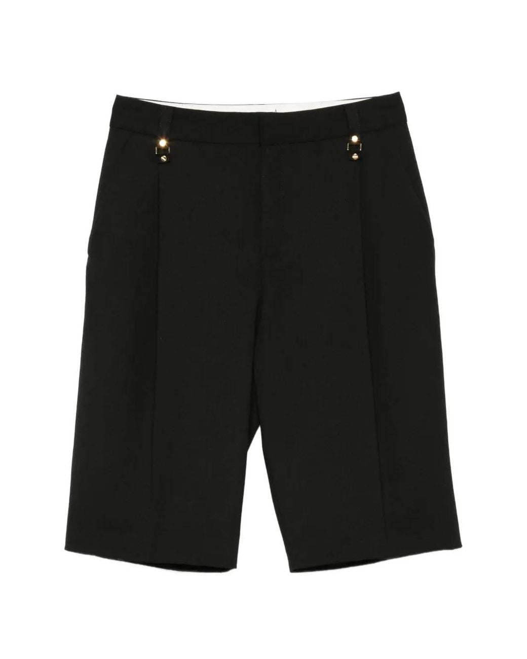 Elisabetta Franchi Black Cool Wool Bermuda Shorts
