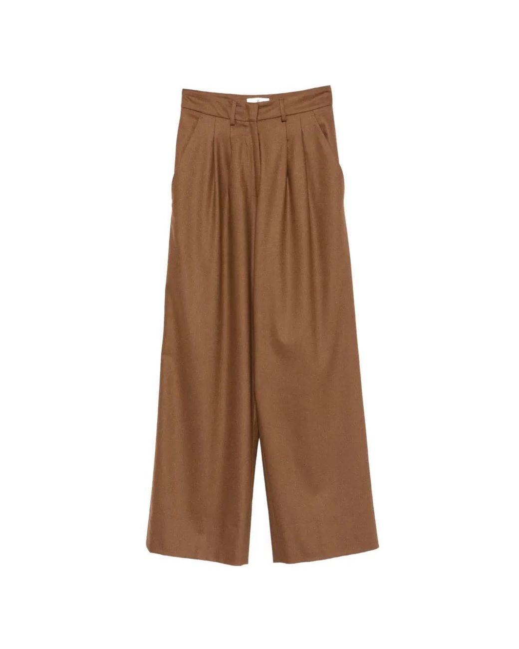 PT Torino Brown Pleated Wide-Leg Trousers