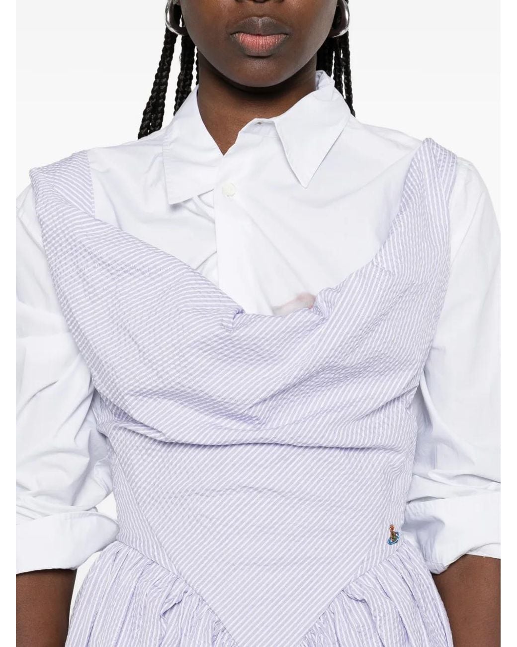 Vivienne Westwood White Sunday Striped-Pattern Mini Dress