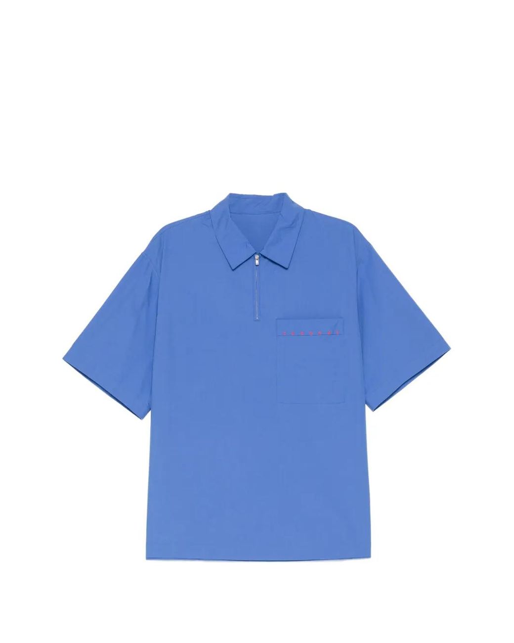 CROQUIS Blue Embroidered-Logo Camp-Collar Polo Shirt for men
