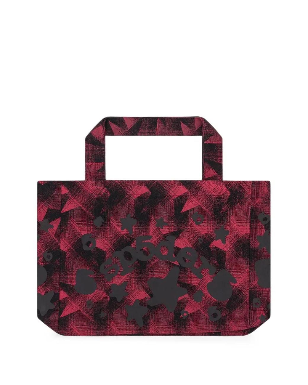Borsa Tote A Quadri di Sp5der in Red da Uomo