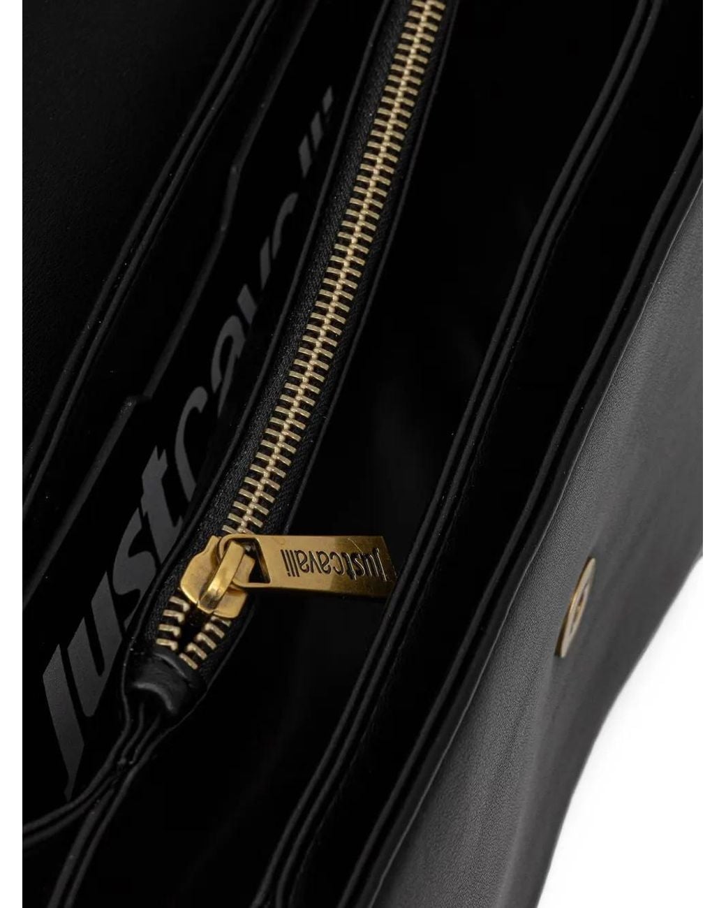 Just Cavalli Black Snake-Plaque Shoulder Bag