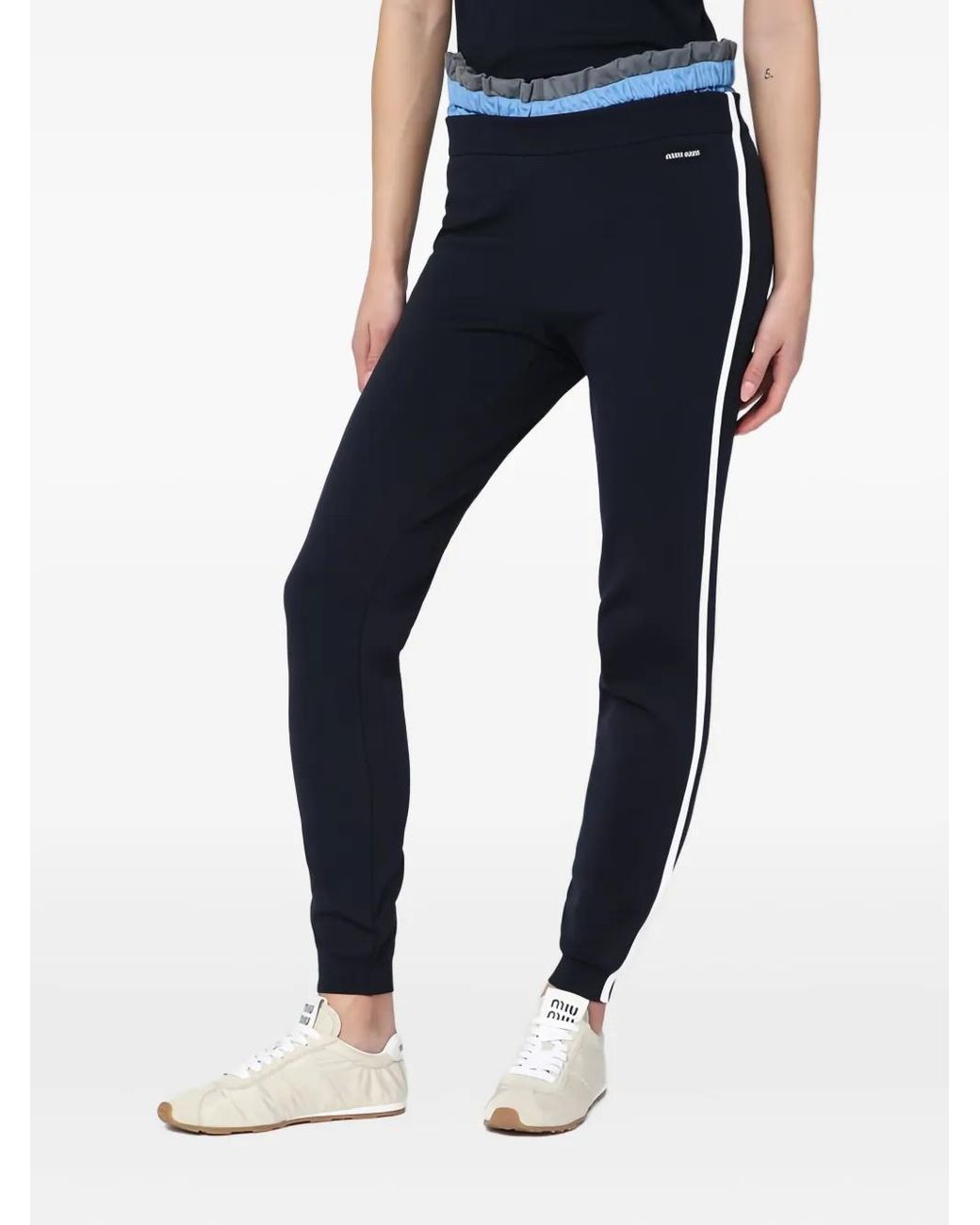 Miu Miu Blue Side-Stripe Trousers