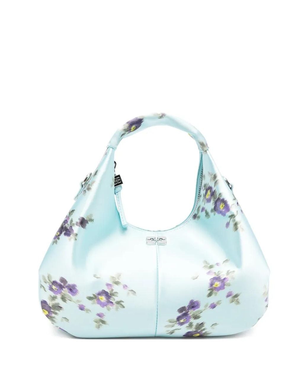 Ganni Blue Floral-Print Tote Bag