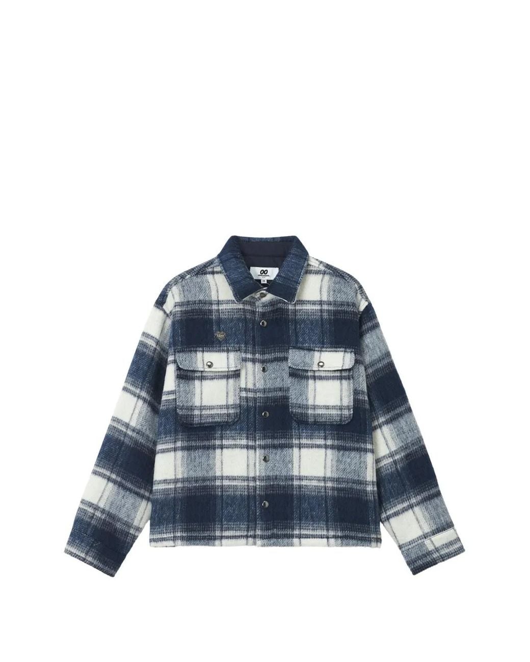 Chocoolate Blue Check-Pattern Flap-Pocket Shirt Jacket