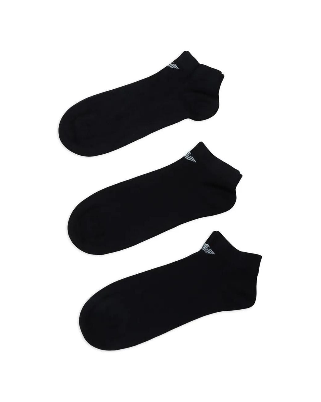 Emporio Armani Black Three-Pack Of Casual Ankle Socks With Eagle for men