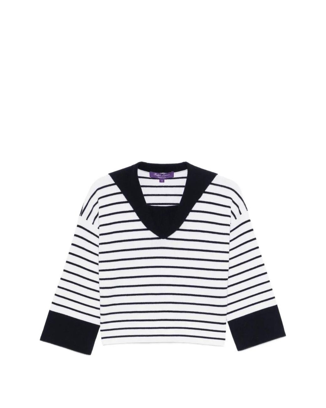 Pull Rayé À Col V Ralph Lauren en coloris White