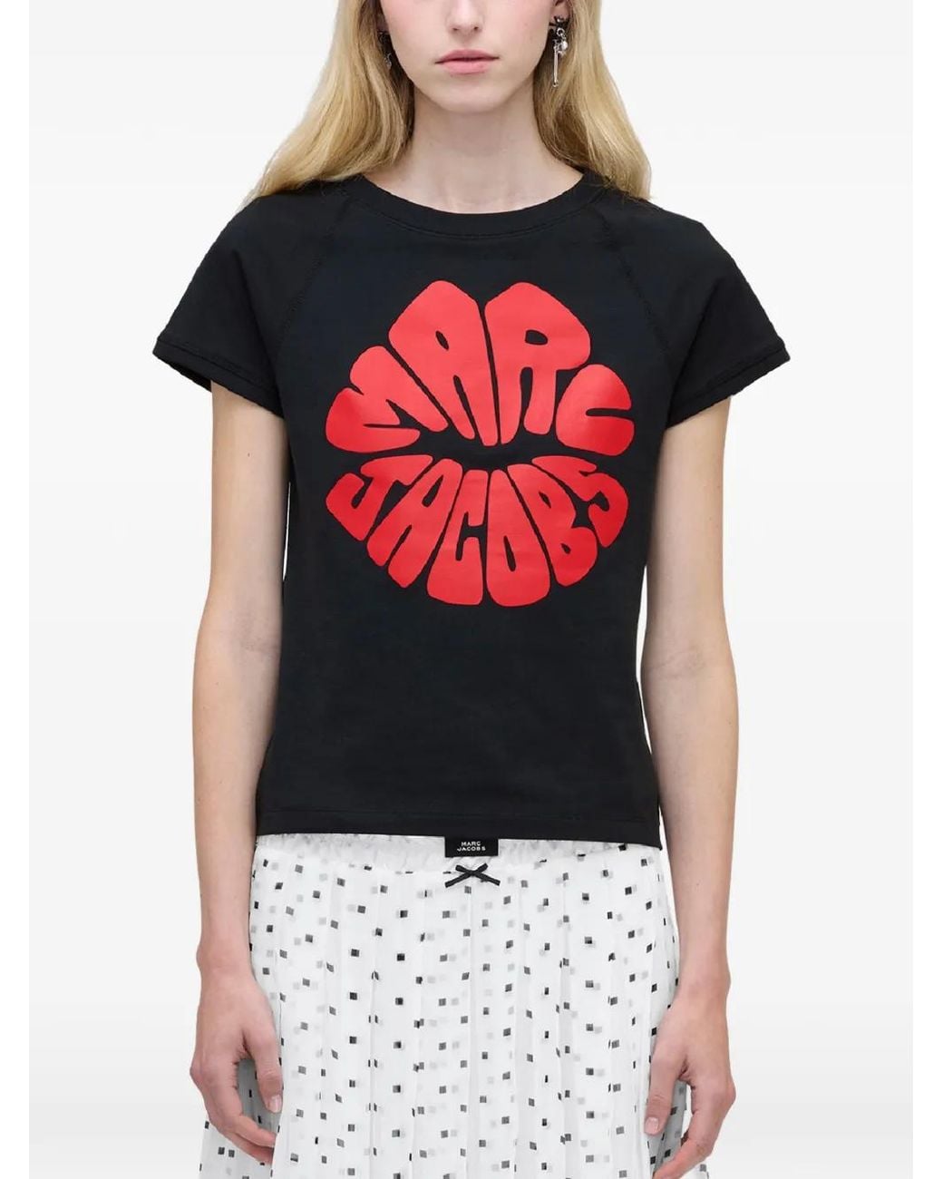 Marc Jacobs Red Kiss Logo Shrunken T-Shirt