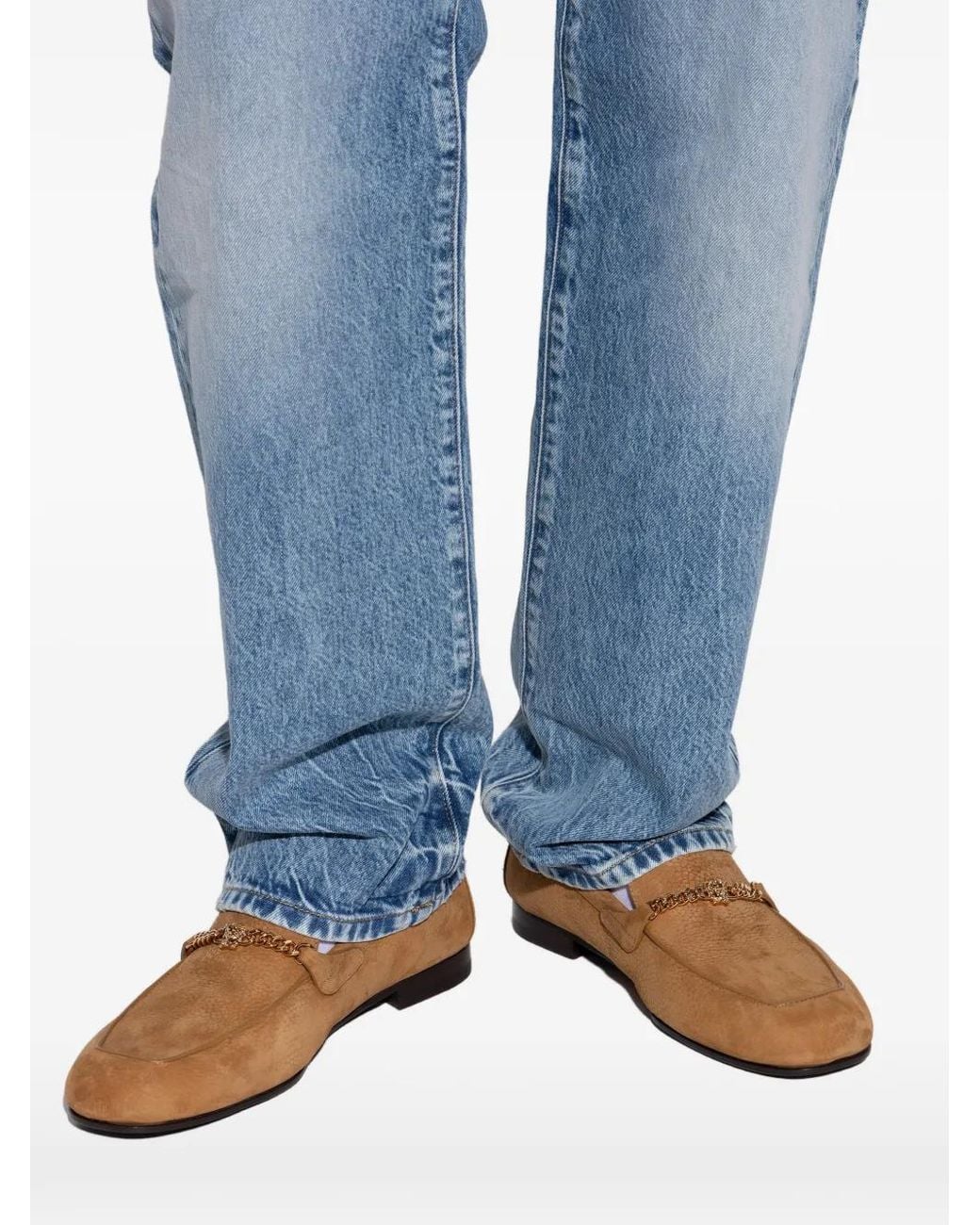 Versace Brown Medusa Nabuck Loafers for men