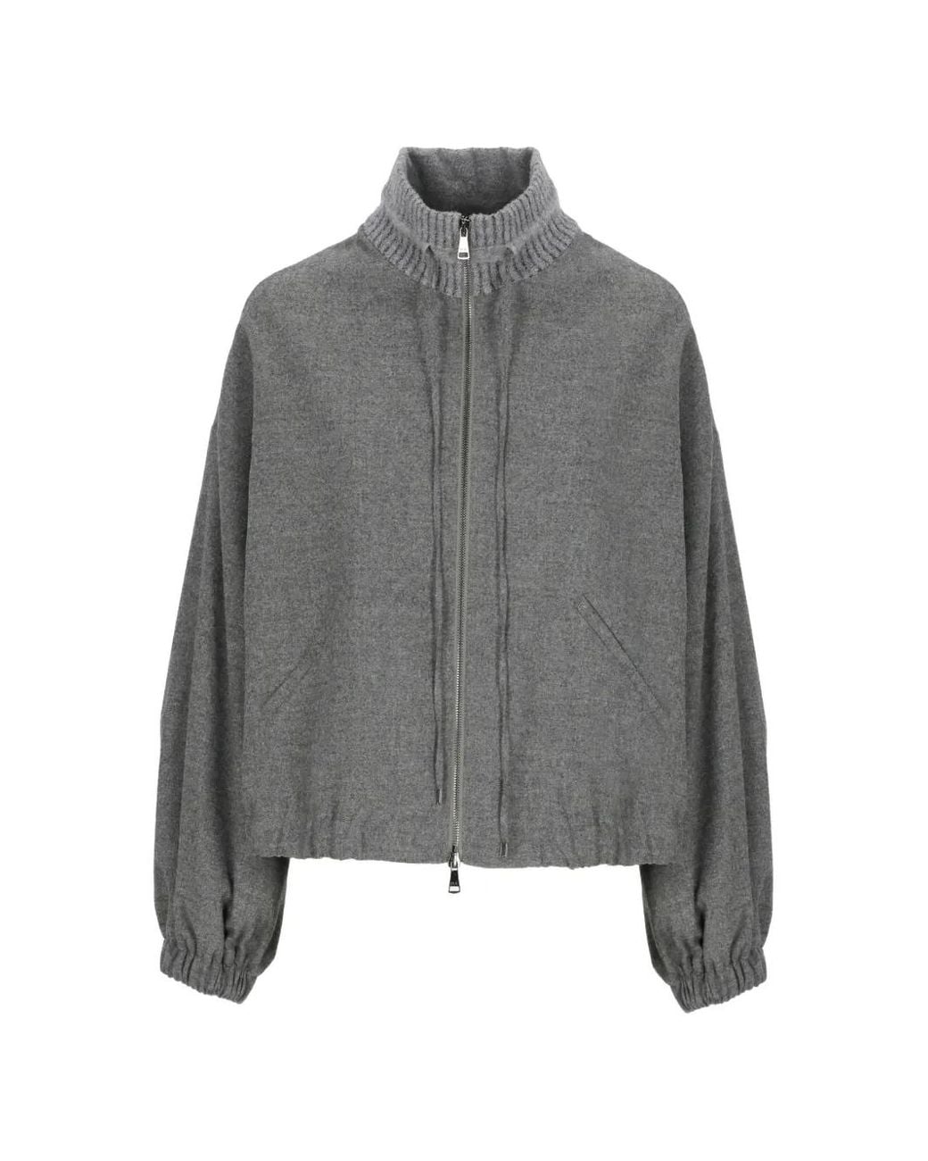 D.exterior Gray Zip-Up Bomber Jacket