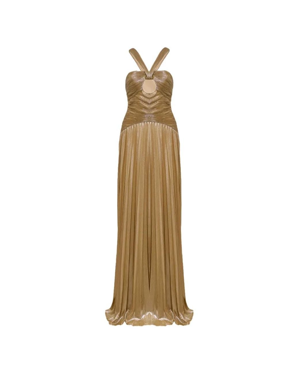 retroféte Solace Pleated Metallic Maxi Dress