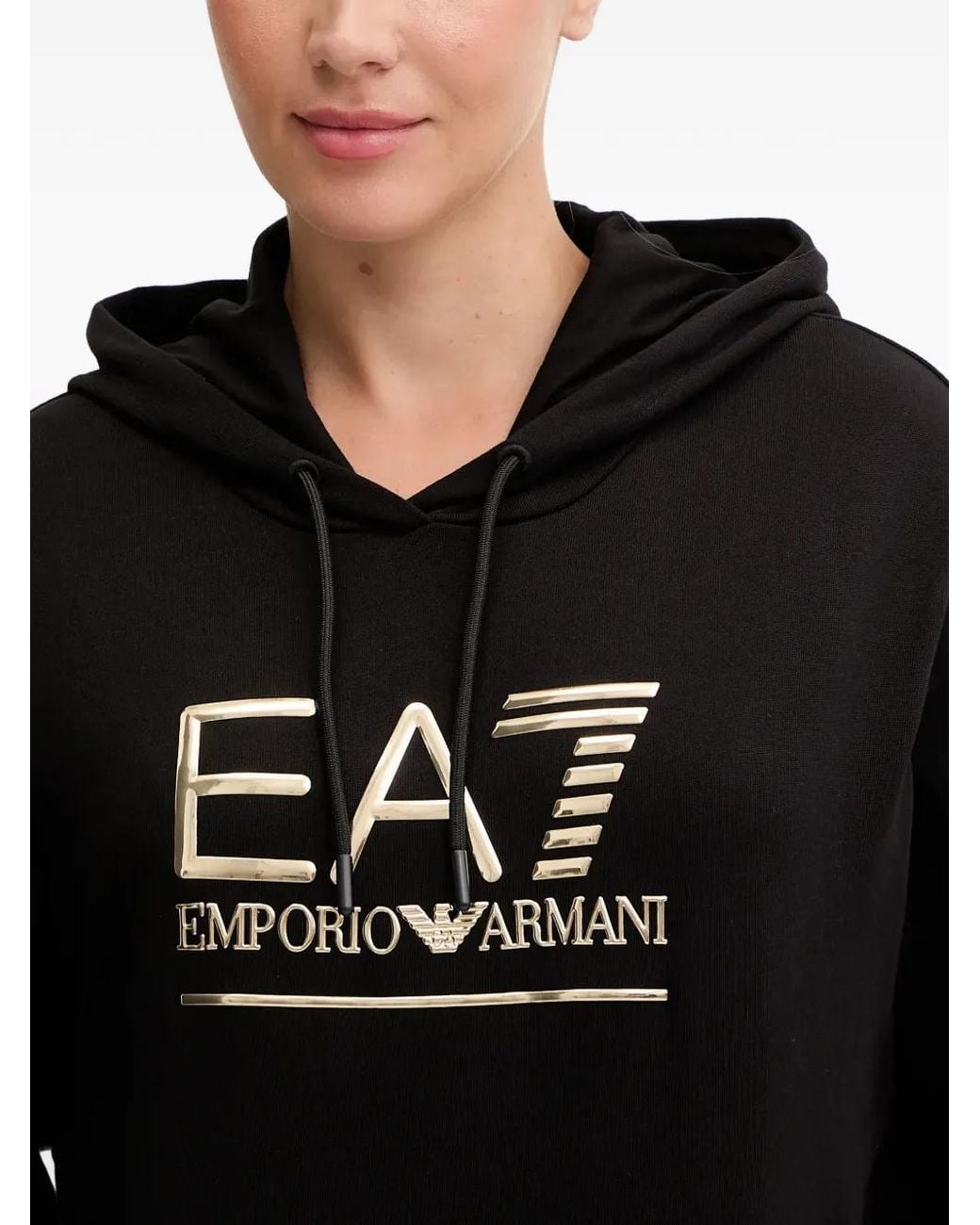 Top Con Capucha Y Logo EA7 de color Black