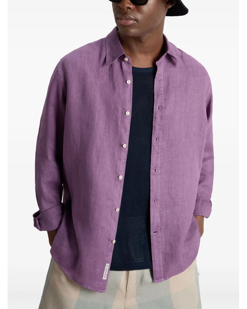 Woolrich Linnen Overhemd in het Purple voor heren