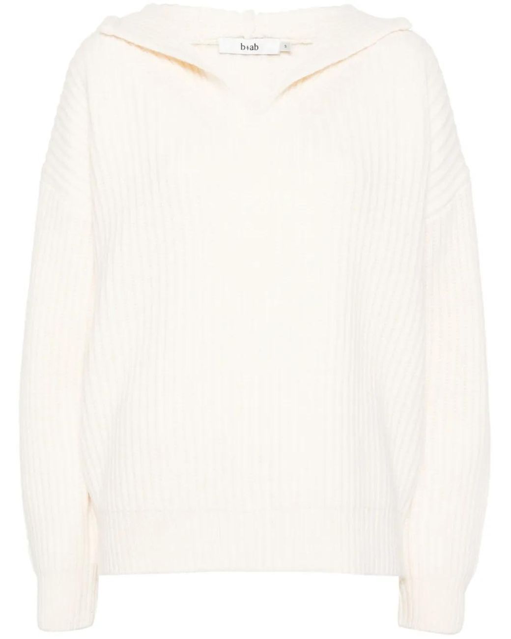 B+ AB White Pullover Mit Kapuze