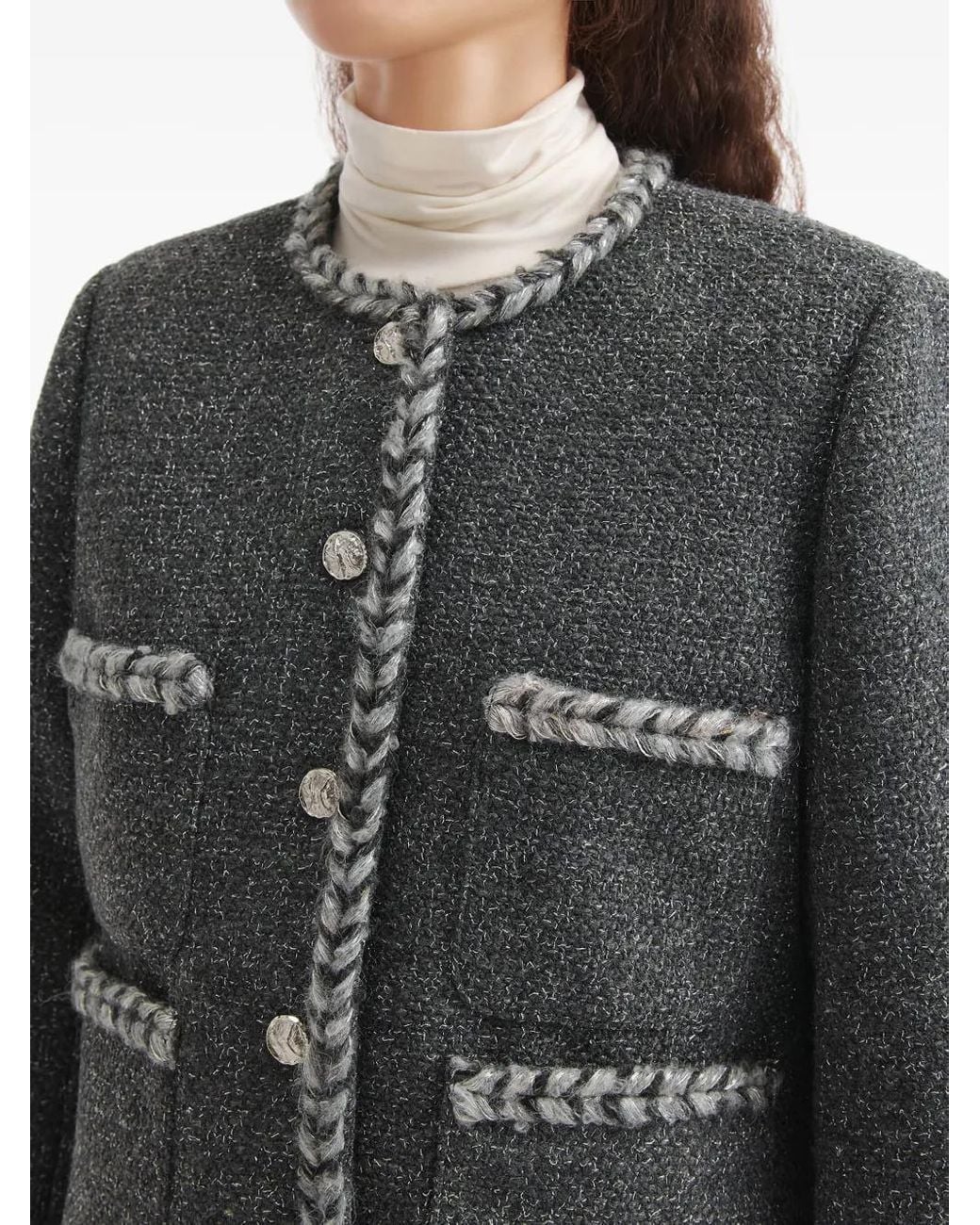 B+ AB Gray Braided-Trim Jacket