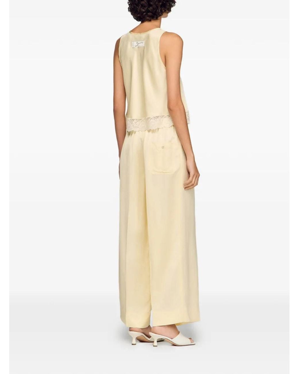 Sandro ドローストリング ワイドパンツ White