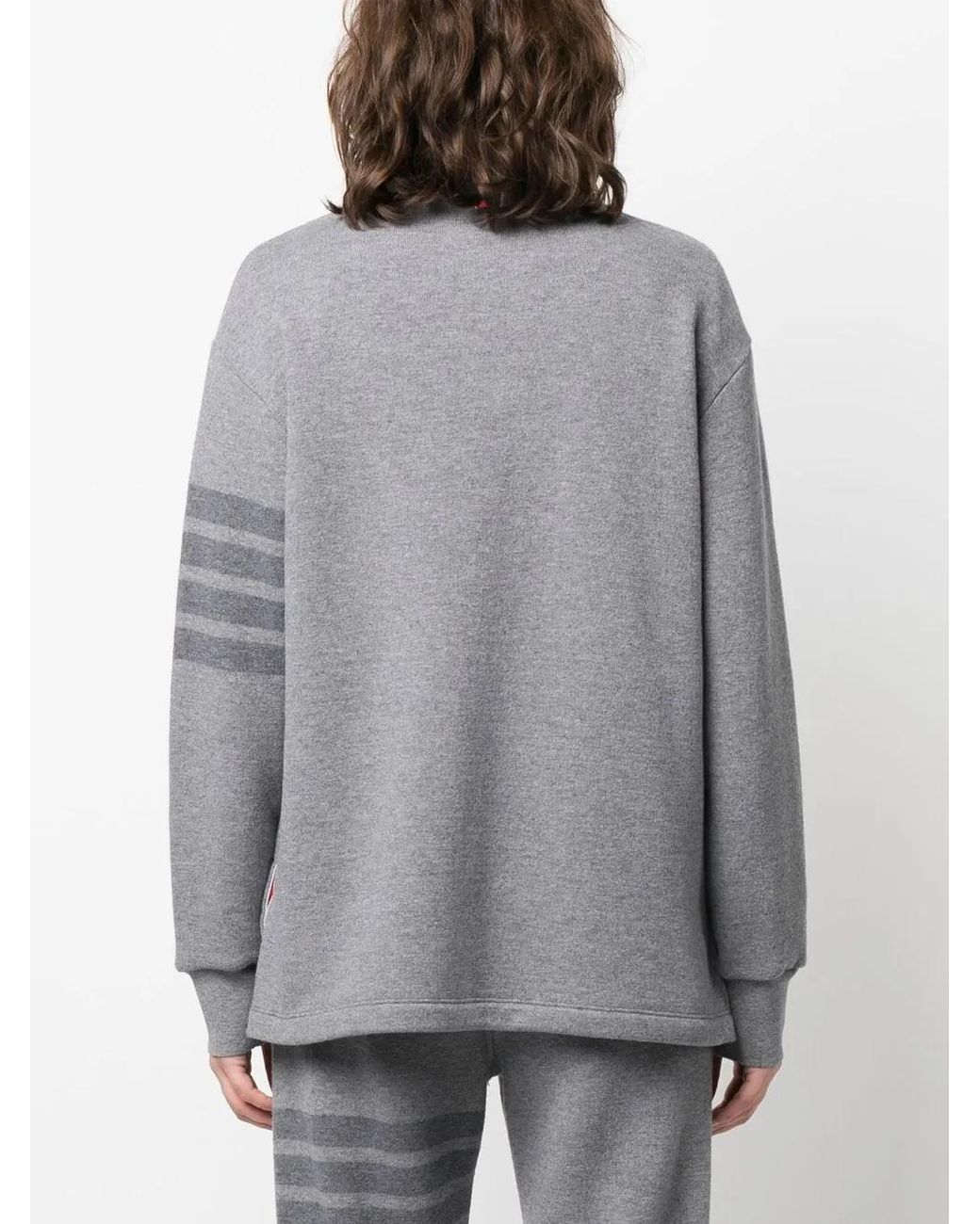 Thom Browne Gray Stripe-Detail Knit Jumper