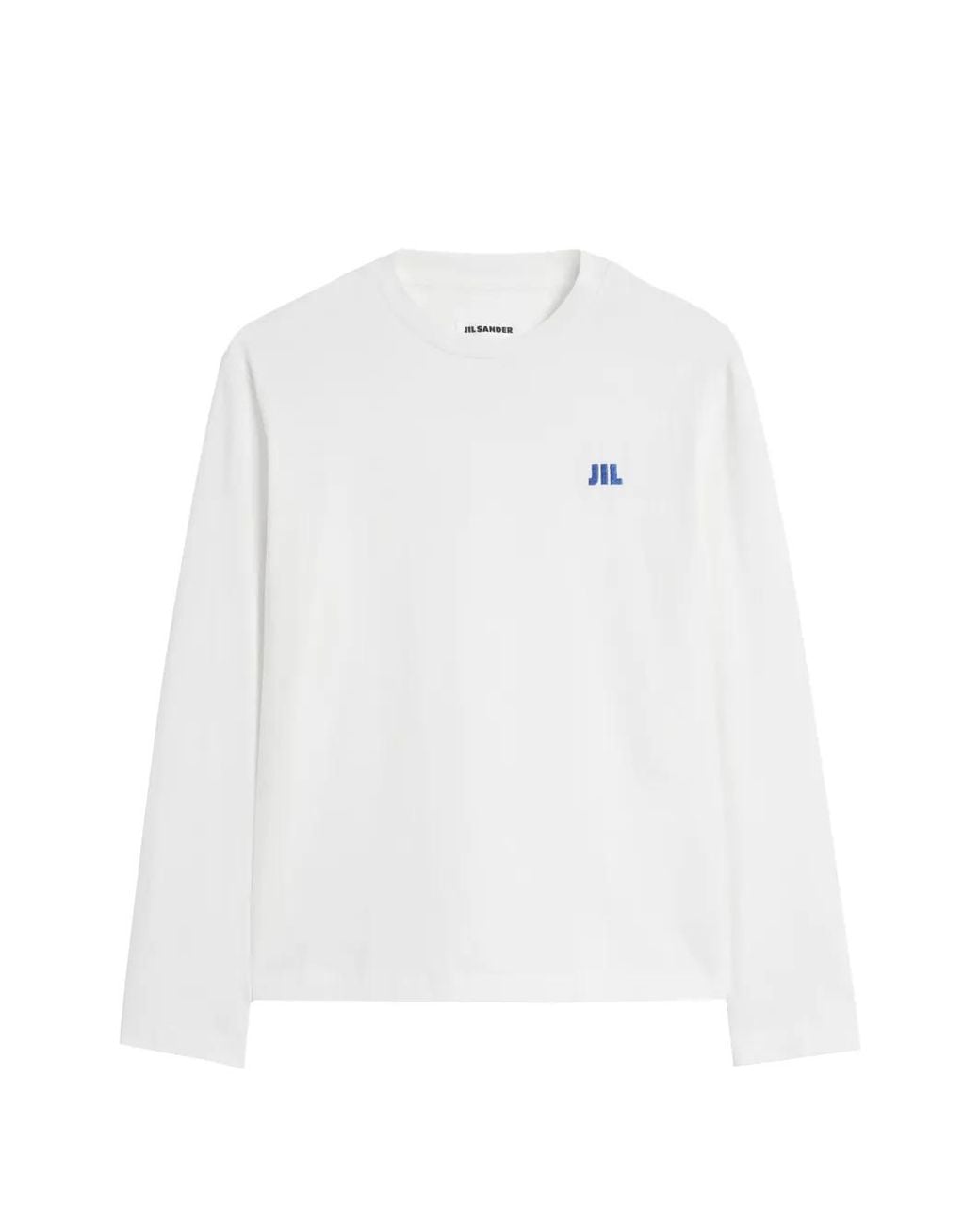 Jil Sander White T-Shirt À Logo Brodé Et Manches Longues