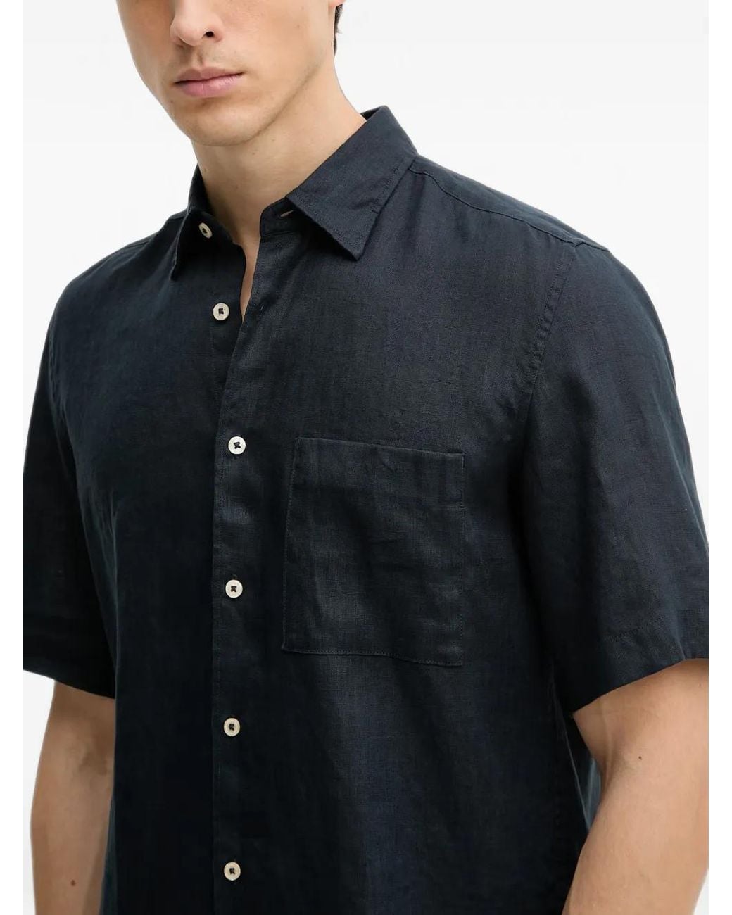 Marc O' Polo Black Short-Sleeve Chest-Pocket Shirt for men