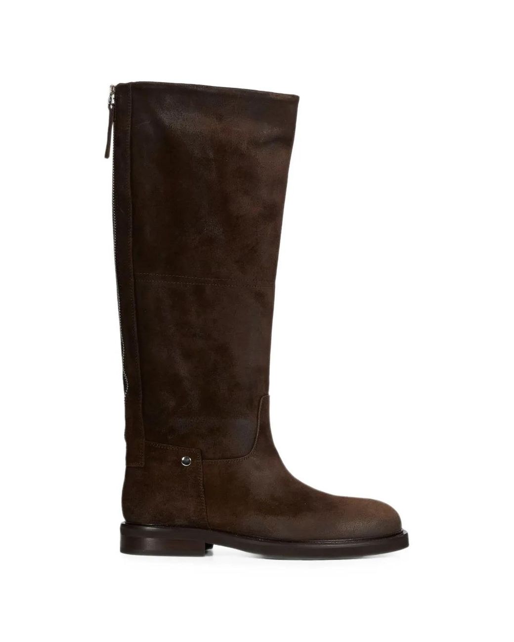 Poeve Brown Rear-Zip Knee-High Boots