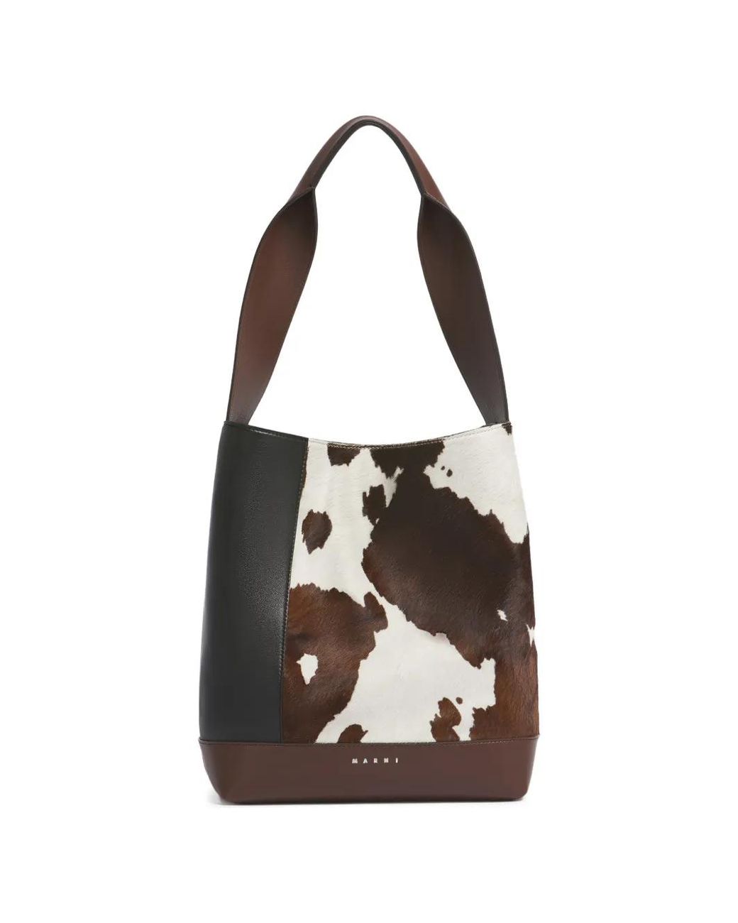 Marni White Cow-Print Leather Pod 2.0 Bag