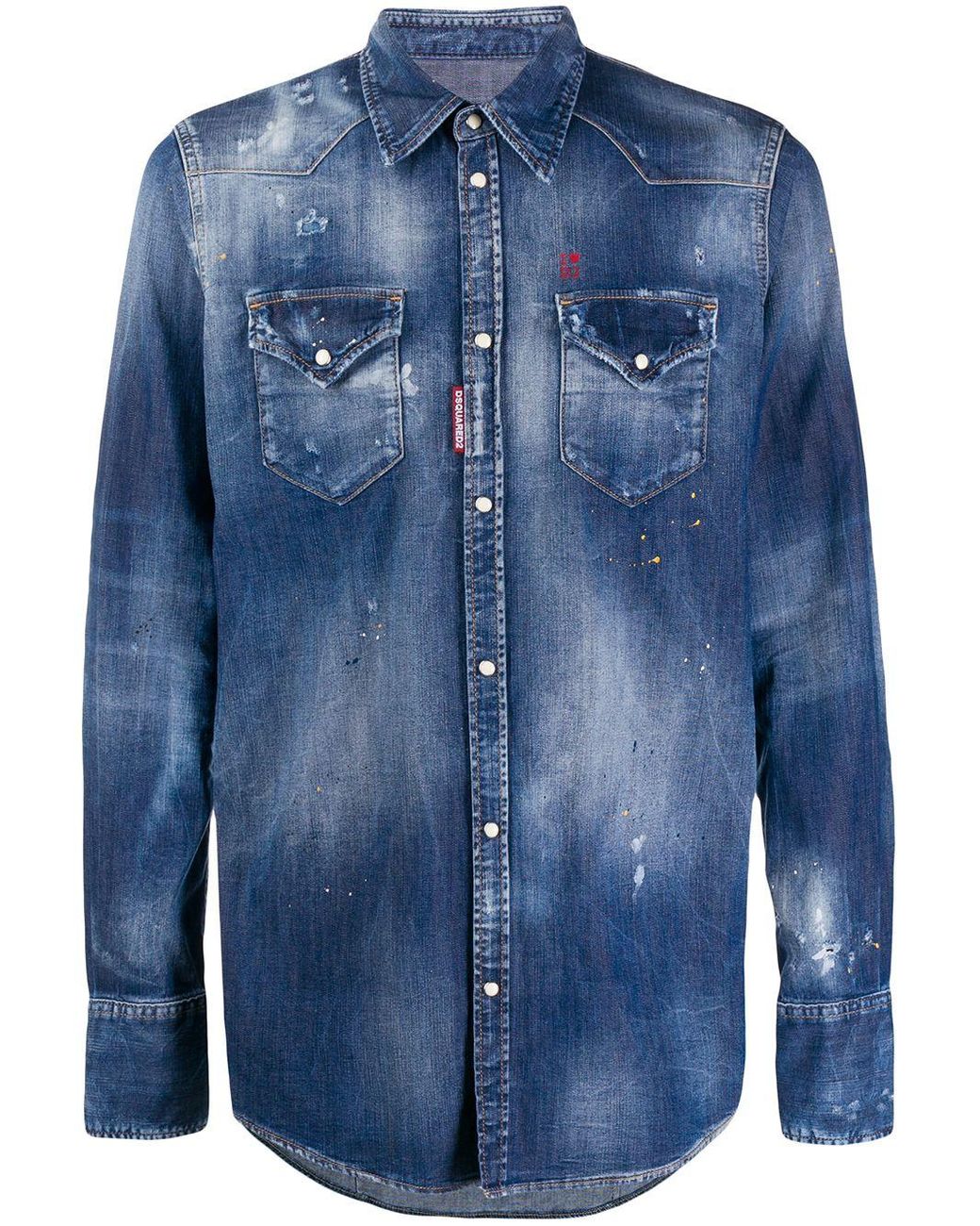 distressed blue jean shirt