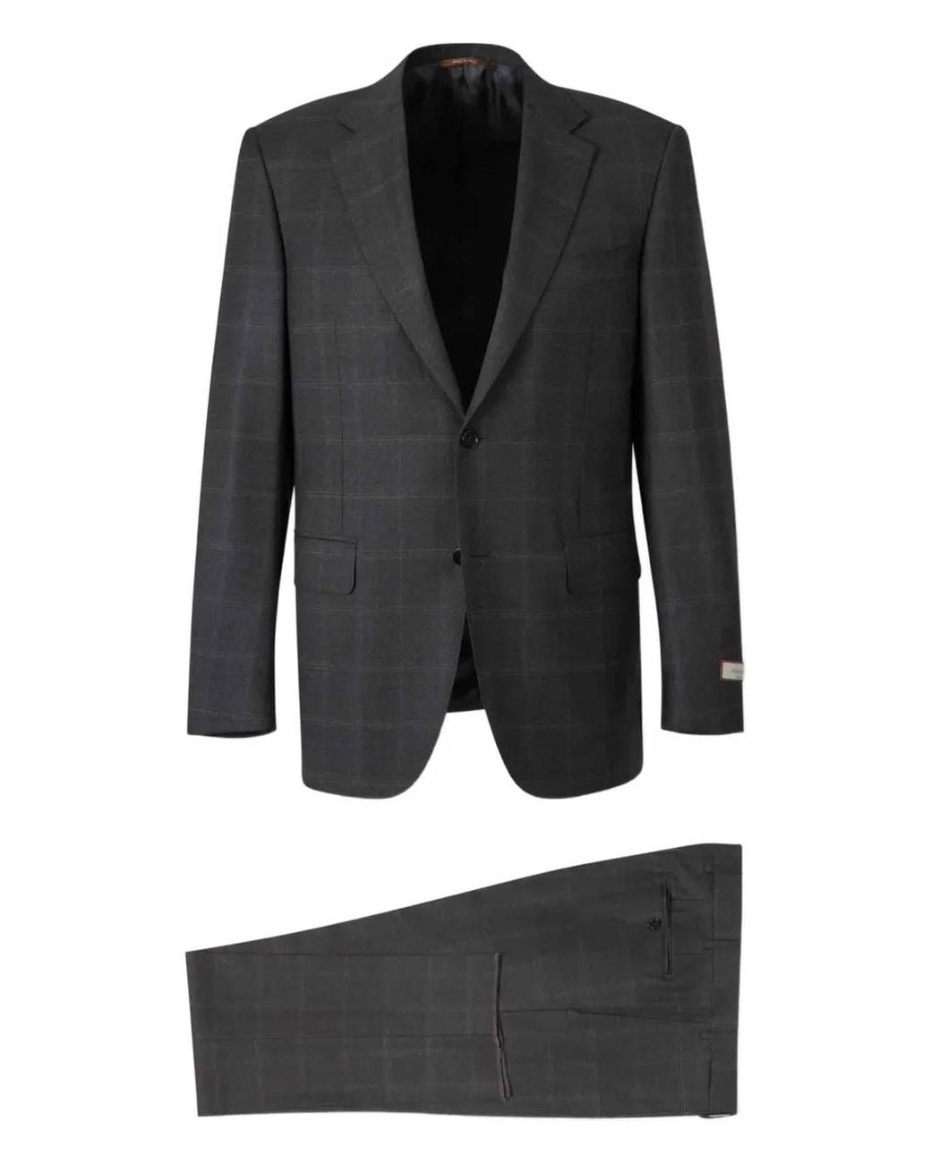 Canali Black Check-Pattern Single-Breasted Suit for men