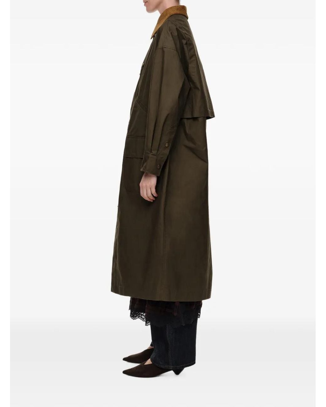 Bimba Y Lola Natural Khaki Maxi-Length Waxed Trench Coat