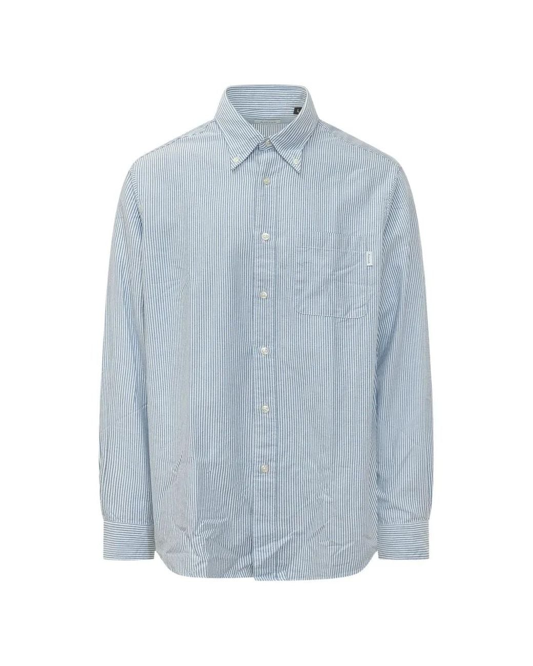 AMISH Blue Stripe-Print Button-Down Shirt for men