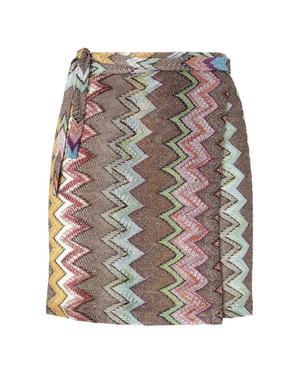 Missoni Gray Zigzag-Pattern Mini Pareo Skirt