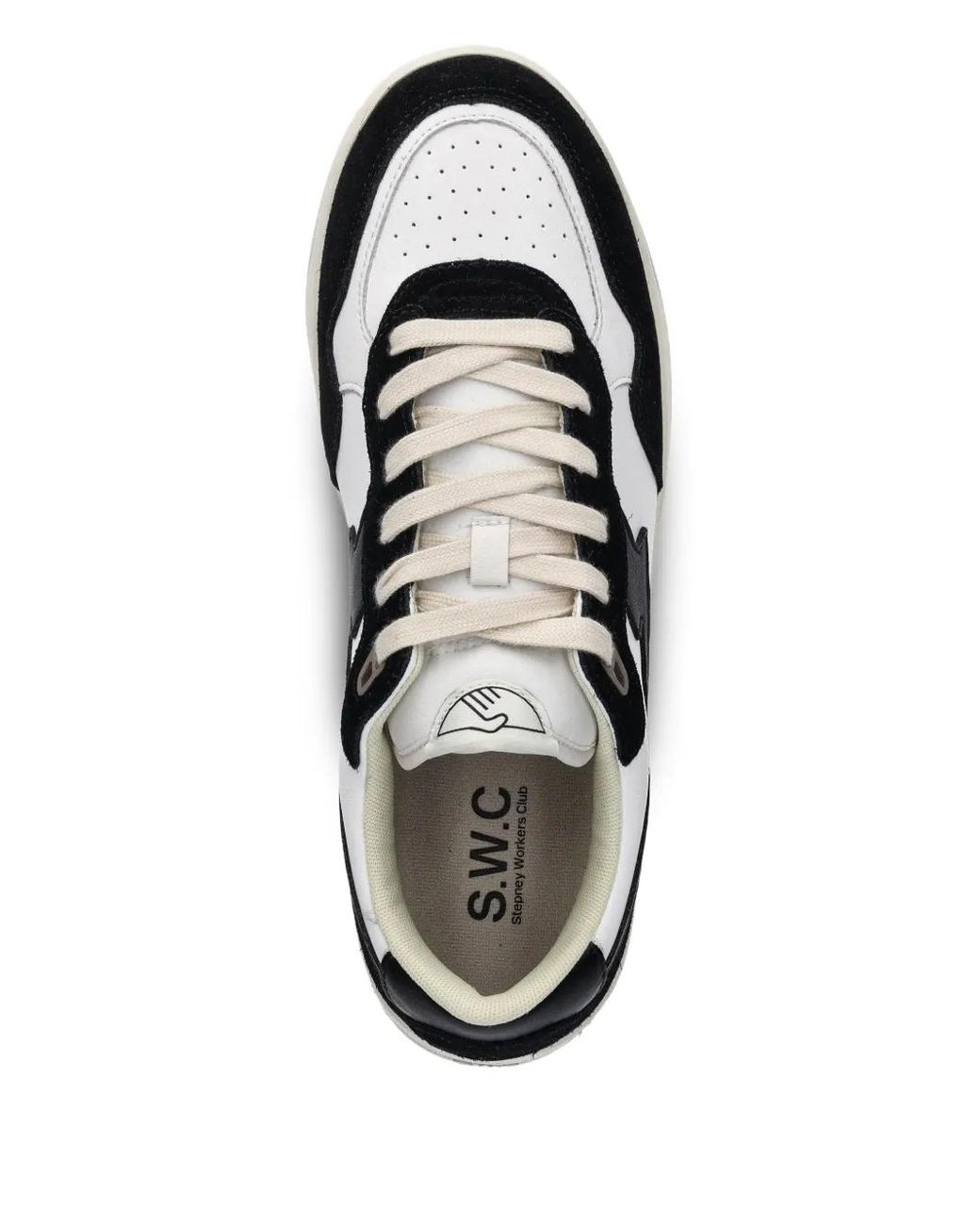 Stepney Workers Club Black Pro-Cup Leather Panel Sneakers for men