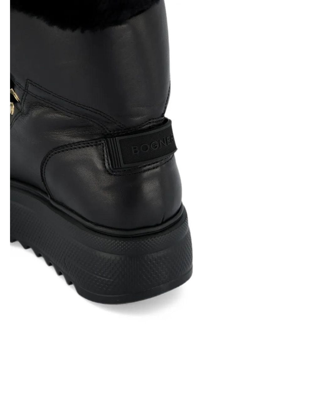 Bogner Black Shearling-Trim Leather Boots