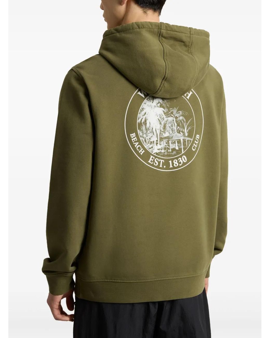 Woolrich Green Logo-Print Hoodie for men