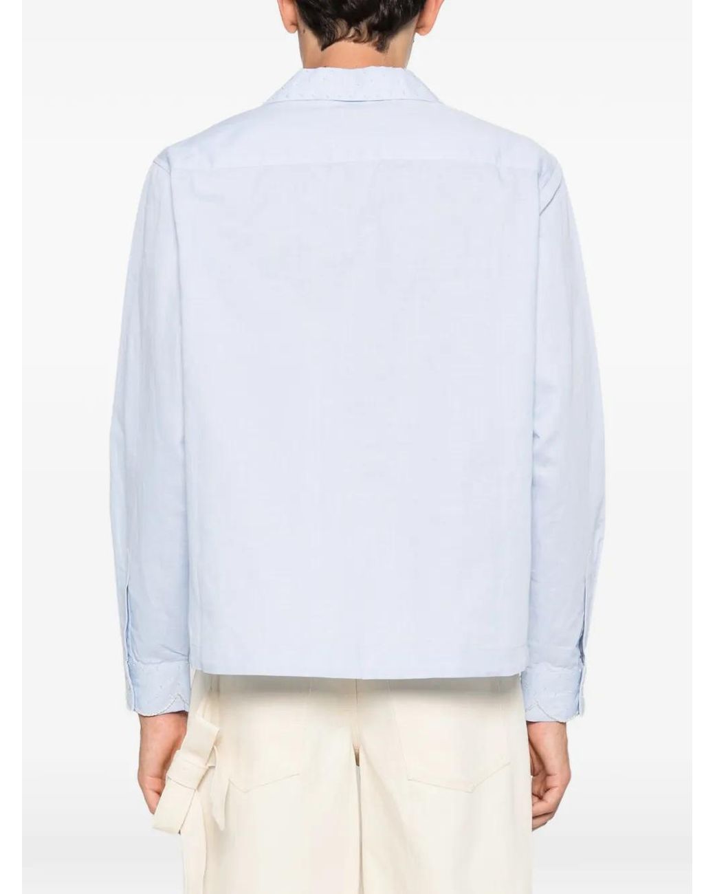 BAZISZT White Mord Floral-Embroidered Shirt for men